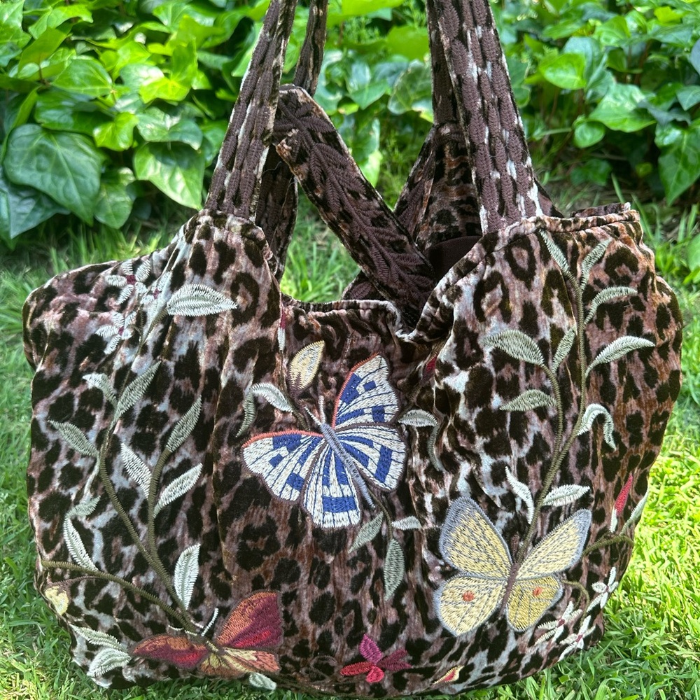 Johnny Was Brown Animal Print Shoulder Bag